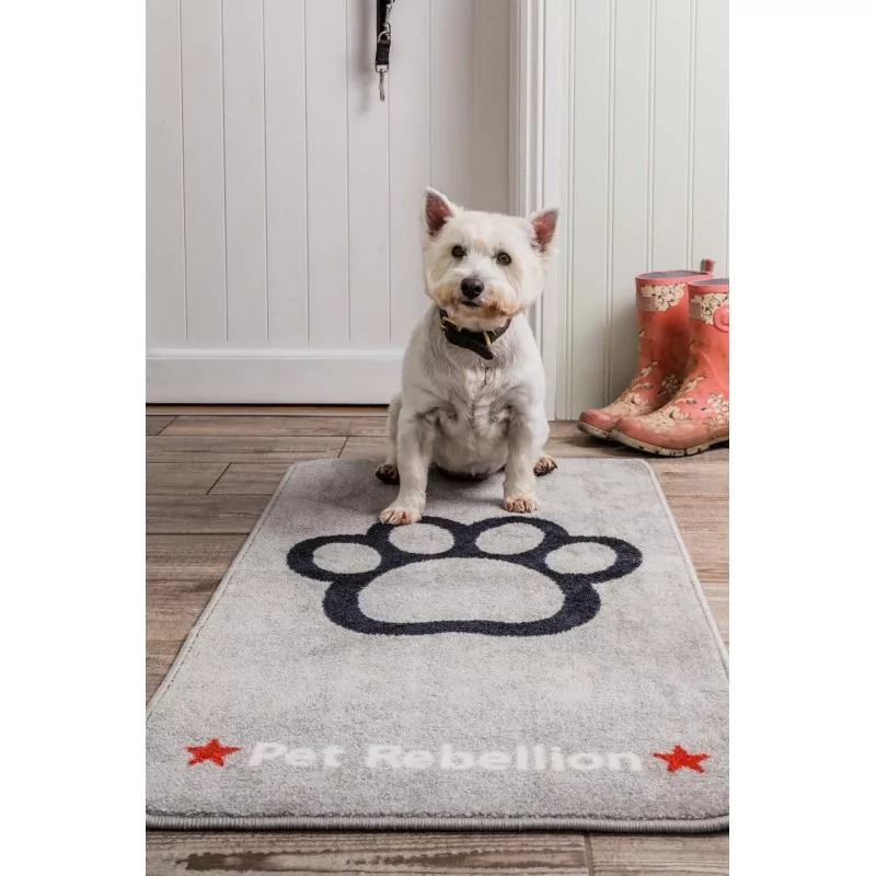 Tapis Gris "Patte" - Pet Rebellion chez Distrigroom (57 x 110 cm)
