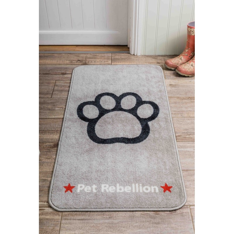 Tapis Gris "Patte" - Pet Rebellion chez Distrigroom (57 x 110 cm)