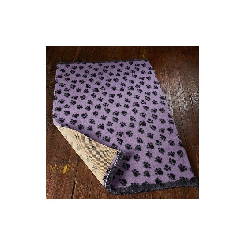 Tapis absorbant violet avec motifs pattes pour chien