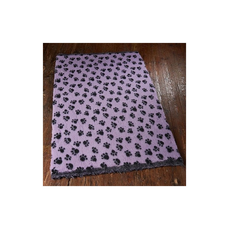 Tapis absorbant violet avec motifs pattes pour chien